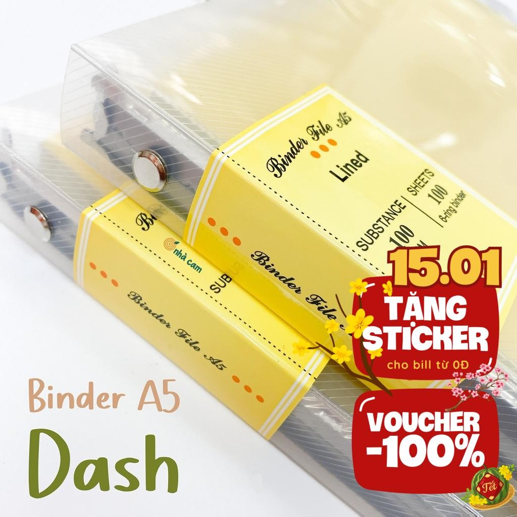 Binder A5 Dash Caro Line Klong 516 517 Nhà Cam