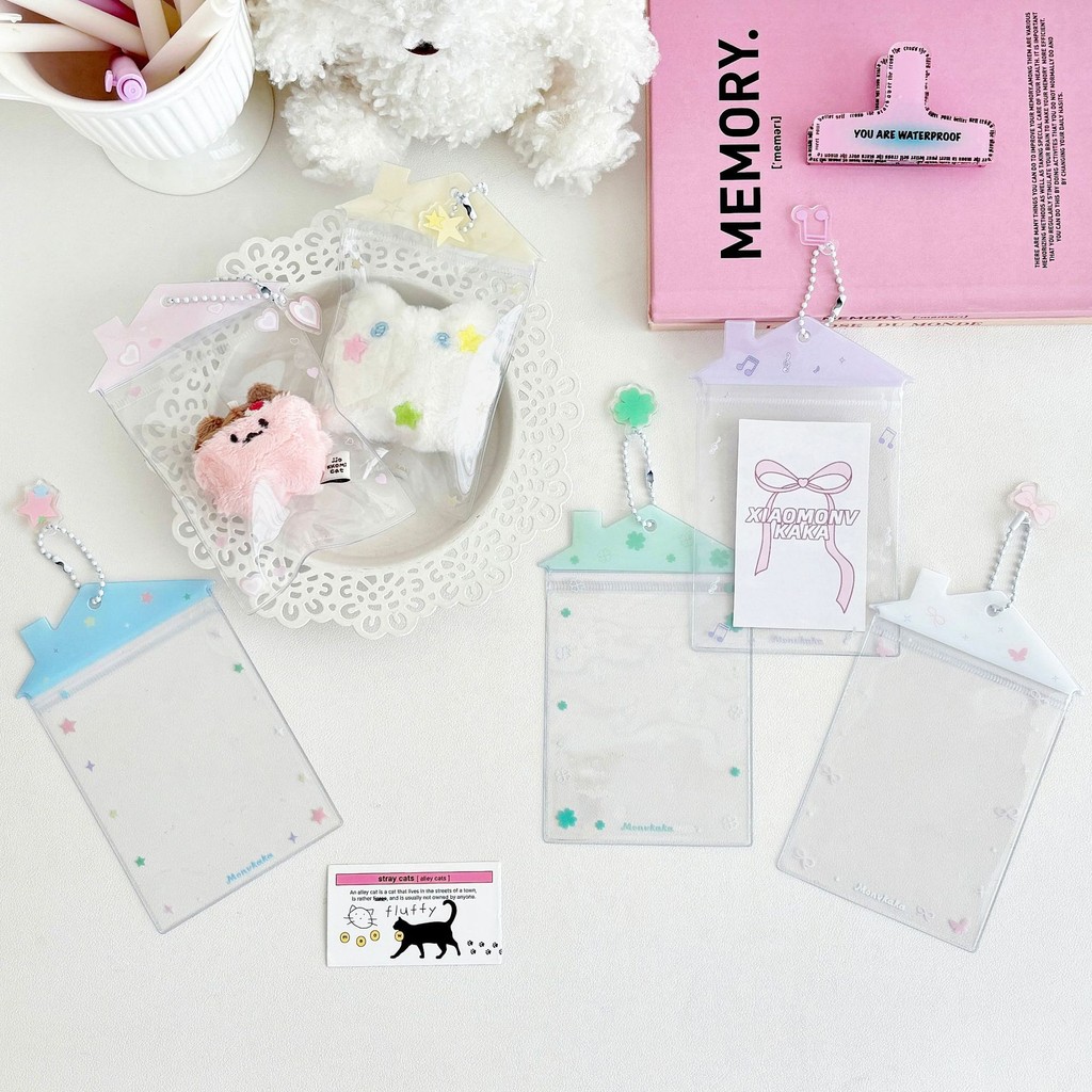 Trong Suốt Trong Suốt Hoạt Hình Nhà Túi Cho Bé Thẻ Nhỏ Đựng Thẻ Thanh Chirp Thẻ Lưu Trữ Mặt Dây Chuyền Đựng Thẻ Túi Đau Dép Túi Bé