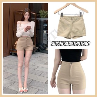 [ M123 Thiết Kế  ]  Quần Đùi Nữ  Dáng Skinny- Short Kaki Dãn Cạp Cao Bassic