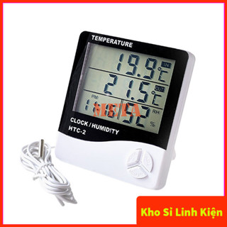 Nhiệt ẩm kế điện tử LCD HTC2, HTC-2 có đầu dò độ chính xác cao đo nhiệt độ, độ ẩm, đồng hồ báo thức (có sẵn pin)