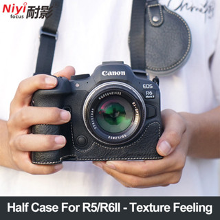  Canon R5 R6II R62 Camera Nửa Dành Cho Canon EOS R6 Mark II R6 III Da PU Đế Vỏ Máy Ảnh Túi 1   4 Vít 