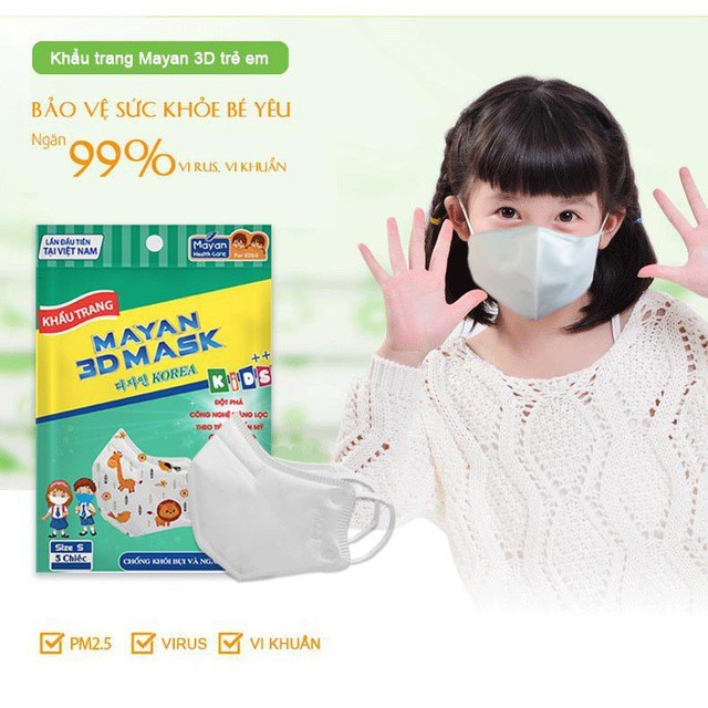 Khẩu trang Mayan 3D Mask Pm2.5 Medi Freesize nàng lọc N95 - NPP chính hãng