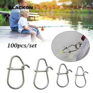 Blackon 100 Cái / lốc Câu Cá Treo Snap Hot Line Giải Quyết Khóa Nhanh Thép Không Gỉ Hình Bầu Dục Chia Nhẫn