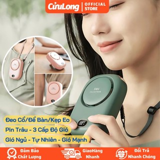  Quạt Tích Điện Đeo Cổ Mini Pin Trâu 3 Tốc Độ - Quạt Cầm Tay Có Dây Đeo Cho Bé Văn Phòng Du Lịch 