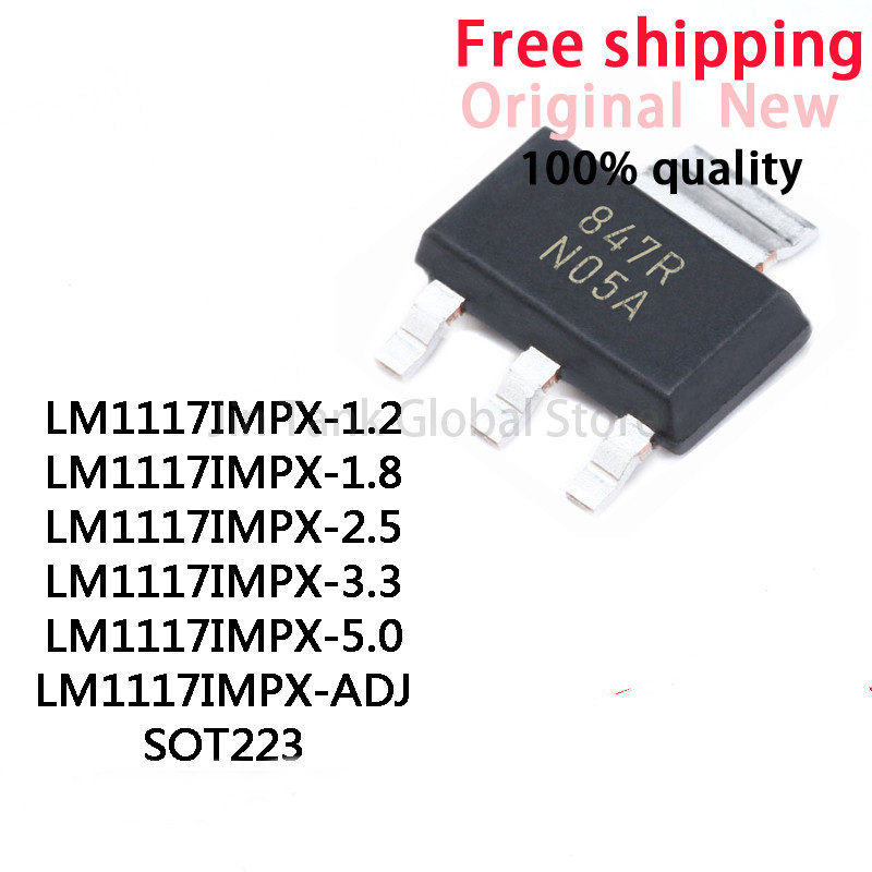 10 Chiếc Mới Chính Hãng LM1117 LM1117IMPX LM1117MPX-1.2 1.8 2.5 3.3 5.0 ADJ SOT-223 NO5A IC Chip Bán