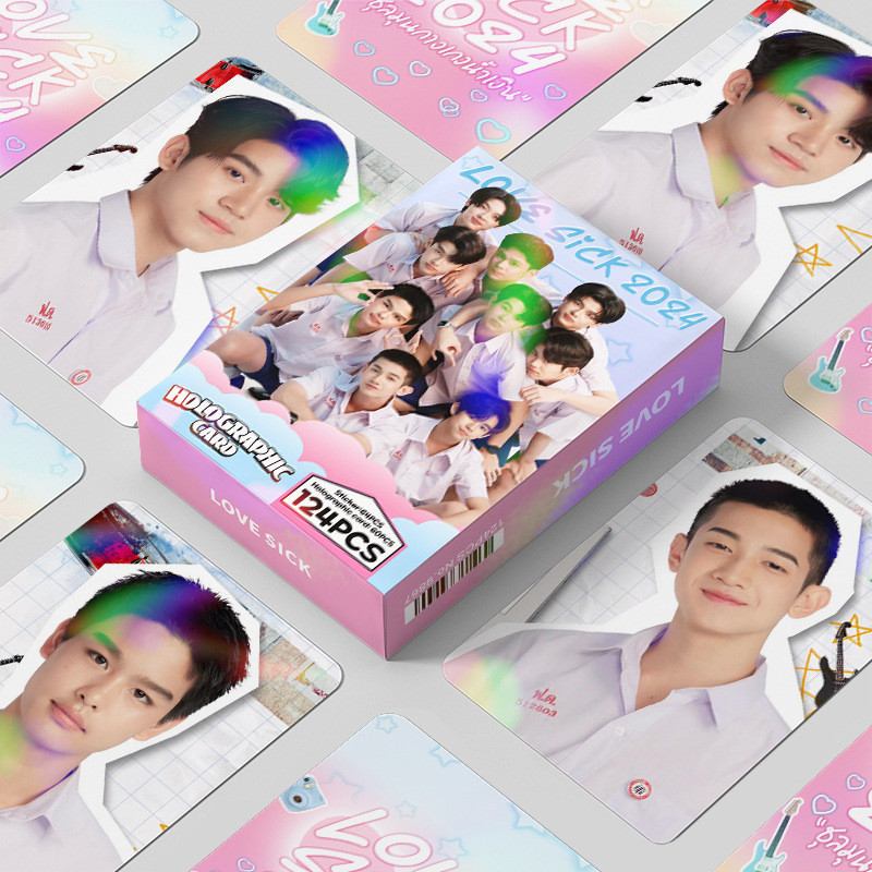 Love Sick 2024 Laser Holographic Photocard Lomo Card 60 chiếc Thẻ + 64 chiếc Nhãn dán nhỏ