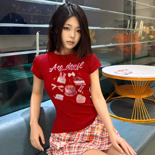 Áo Thun Baby Tee Nữ Dáng Ôm PINKSTORE29 In Hình Bánh Ngọt Dễ Thương A52060