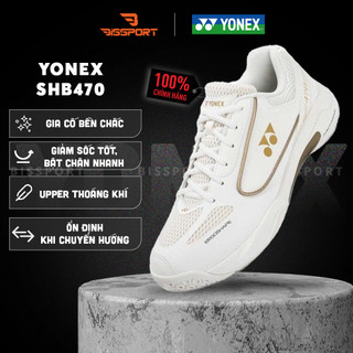 Giày Cầu Lông Yonex SHB470CR Trắng Vàng Chính Hãng - Nhẹ Nhàng - Đế Tổ Ong Siêu Bám - Bám Mọi Sàn - Bền Bỉ