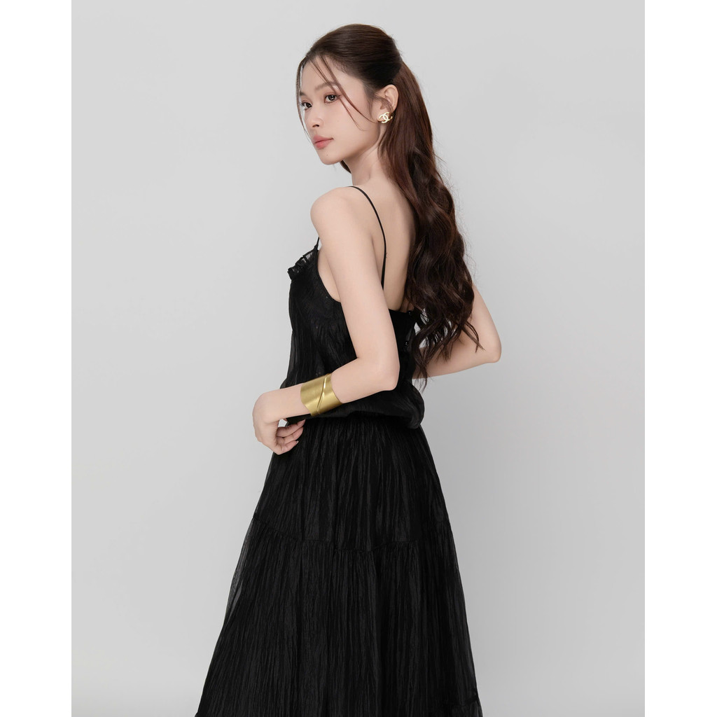 RUBIES Wendy Dress - Đầm Dài Nữ Vải Tơ Óng Dáng Tùng Xòe Xếp Tầng 2 Dây Cổ Vuông | BigBuy360 - bigbuy360.vn