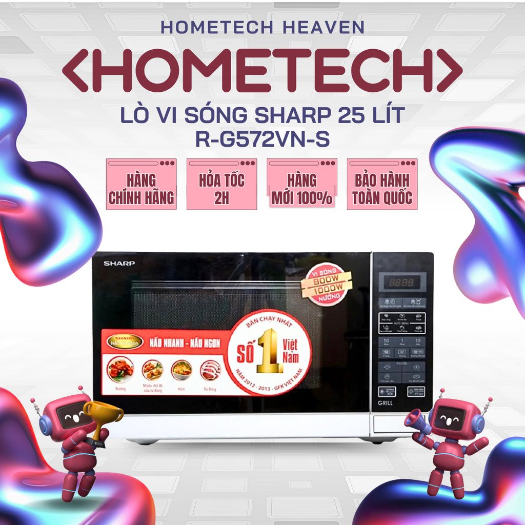 R-G572VN-S - Lò Vi Sóng Có Nướng Sharp R-G572VN-S - Hàng Chính Hãng, Mới 100%
