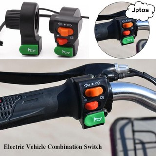  Công tắc kết hợp JPTOS Sừng nút ba bánh 2 kiểu màu đen Nút đèn pha bằng nhựa chất lượng cao Phụ kiện xe điện 