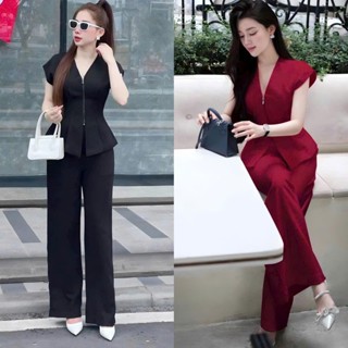  Set Quần Áo Dây Kéo Cổ Tim Vải Cotton Lạnh 40 - 95Kg Có Bigsize Nữ Top Women Xoè 