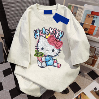 áo phông nữ form rộng xám tiêu xinh Hello Kitty  mùa hè SALMO  áo thun local brand