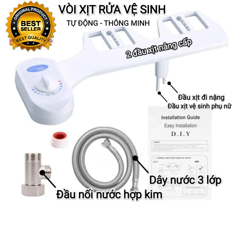 Vòi xịt rửa vệ sinh thông minh Bidet gắn bồn cầu, thiết bị vệ sinh thông minh Bidet công nghệ Hàn Qu