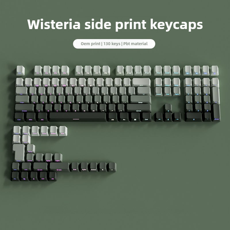 Green Gradient Side Print Keycap OEM Profile Shine Through PBT Chất liệu chống mài mòn và không tham