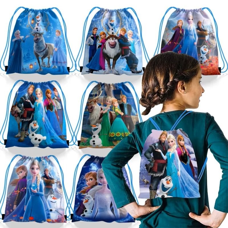 1 Cái / bộ Frozen 2 Anna Elsa Tiệc Sinh Nhật Không Dệt Dây Rút Túi Trẻ Em Bé Trai Ủng Hộ Bơi Ba Lô Đ