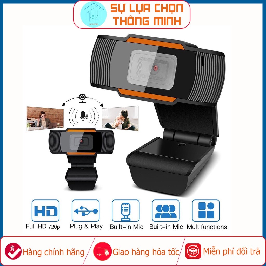Camera Máy Tính Để Bàn Có Mic Full HD 720P - Dùng PC, Laptop Học Online, Livestream - Kết Nối USB 2.0 - Độ Nét Cao