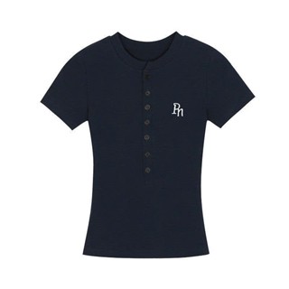 Áo kiểu croptop nữ babytee tôn dáng gồm 6 cúc cài thêu chữ RN