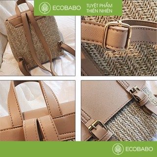 Balo cói phối da Retro cực độc dễ phối đồ | Ecobabo