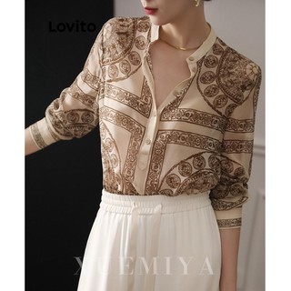 Áo sơ mi Lovito in họa tiết dân tộc phong cách Boho cho nữ LNE71025