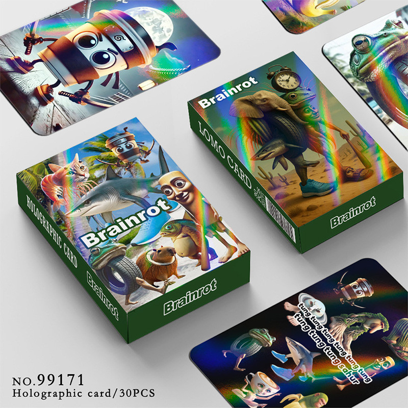 Thẻ Brainrot Tung Tung Sahur Photocard Lomo Card 60 CÁI + Miếng Dán 32 CÁI