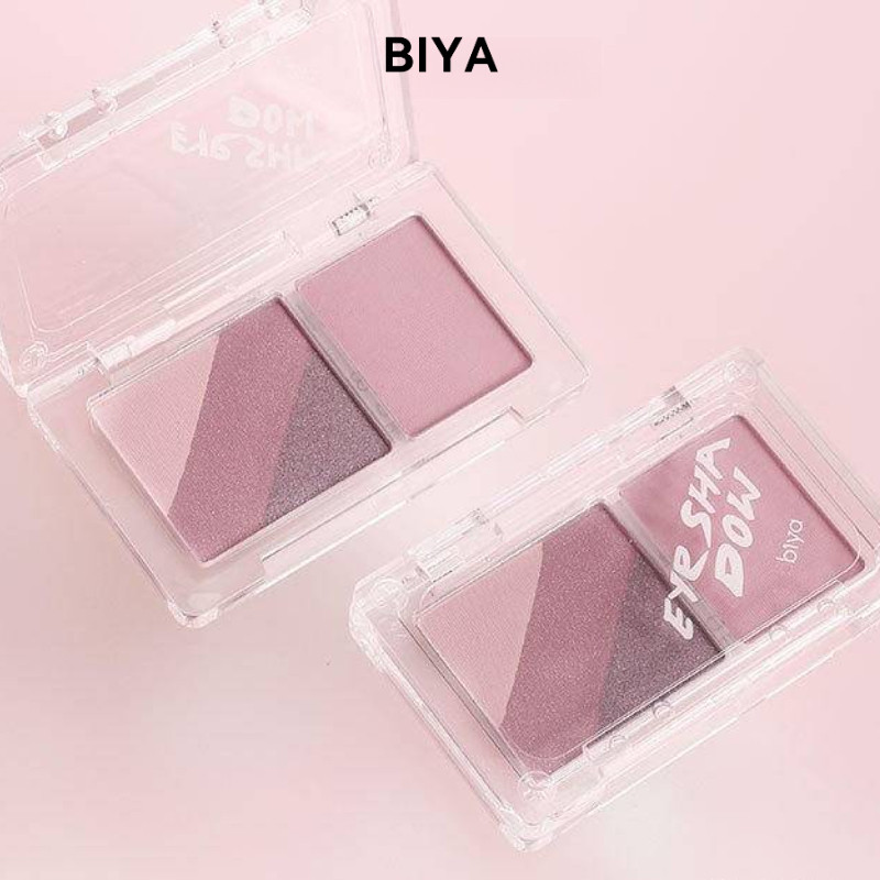 BIYA Phấn mắt Bảng phấn mắt bốn màu Trang điểm nhẹ nhàng Ngọc trai Lì Tự nhiên Không thấm nước