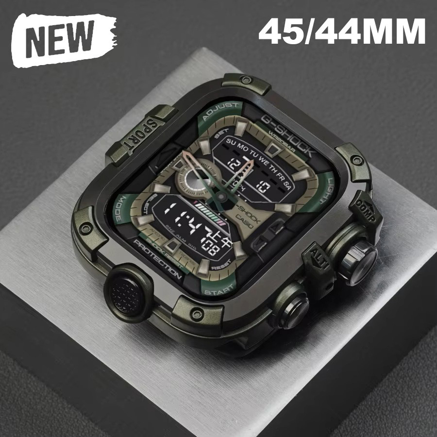 Ốp Lưng Kim Loại Chống Thấm Nước Cho iWatch 45mm 44mm Khung Bảo Vệ Bao Kính Cường Lực Cho iWatch Ser