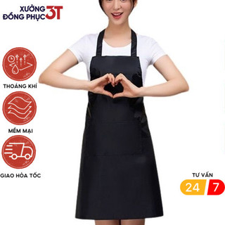 Tạp dề dài làm bếp vải kaki dày cao cấp 3T UNIFORM , tạp dề yếm cả người phục vụ nhà hàng coffee