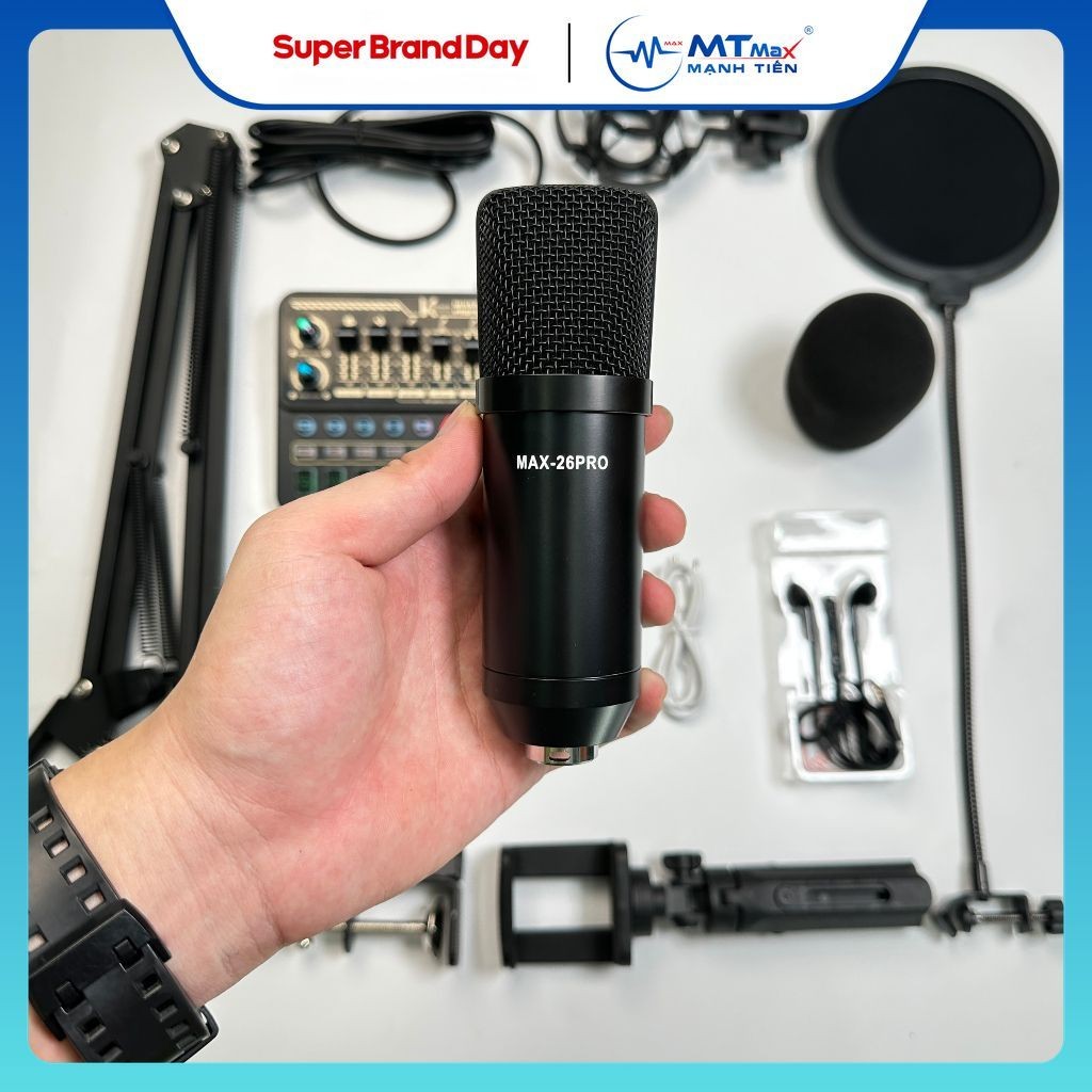 Combo thu âm livestream idol cctalk bigo tiktok karaoke Sound Card K500 Và Micro Max 26 cao cấp hay 
