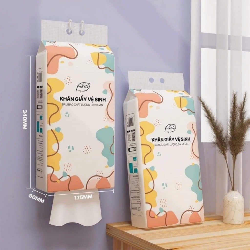 Thùng 4 bịch Giấy vệ sinh treo tường Top Gia đa sắc làm từ bột gỗ nguyên chất, 1280 tờ 4 lớp dày dặn