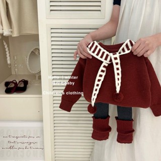 Cá Mập Con - Ts890: ( Tách Sét) Áo Len Thuỷ Thủ Kẻ Đỏ Bé Gái QCCC