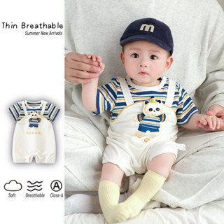 Quần Áo Cho Bé Mùa Hè Mới Bé Trai Bé Gái Bé Nối Onesie 0-28 Tháng Internet Người Nổi Tiếng Dễ Thương Hoạt Hình Siêu Dễ Thương Gấu Trúc Áo Liền Quần Quần Áo