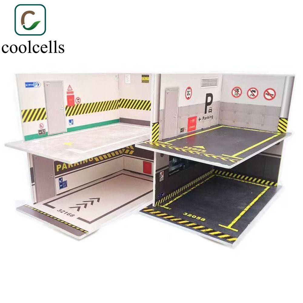 Coolcells 1 / 32 Nhà để xe ô tô, Chất liệu PVC Bãi đậu xe Mô hình bãi đậu xe, Quà tặng Giáng sinh Đồ