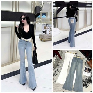  Quần dài jeans denim bò ống loe  túi lông X kèm đai QCCC QCL1 QD0559 33713 
