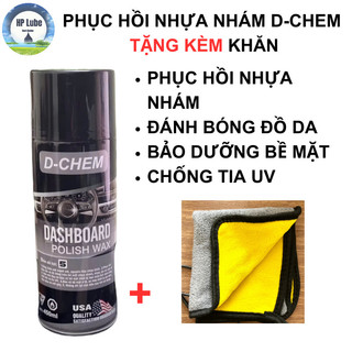  Chai Xịt Phục Hồi Nhựa Nhám D-Chem 450ml Dashboard Polish Làm Mới Nhựa Đồ Da Nội Thất Ô Tô Xe Máy 