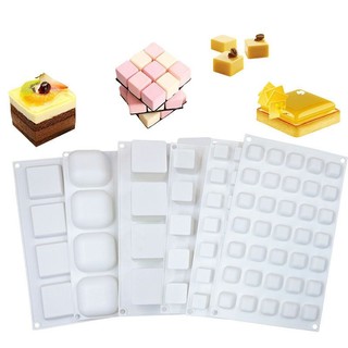 Vuông Đá Sô Cô La Sandwich Khuôn Làm Kem Ba Chiều Khối Lập Phương Rubik Khối Mousse Bánh Silicon M