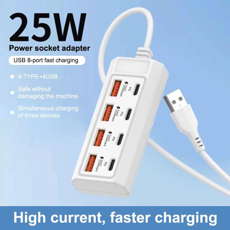WSS 8in1 USB Mở Rộng Sạc 4Type-C + 4USB HUD PD Power Adapter Cho Máy Tính Bảng Cho Laptop Máy Tính C