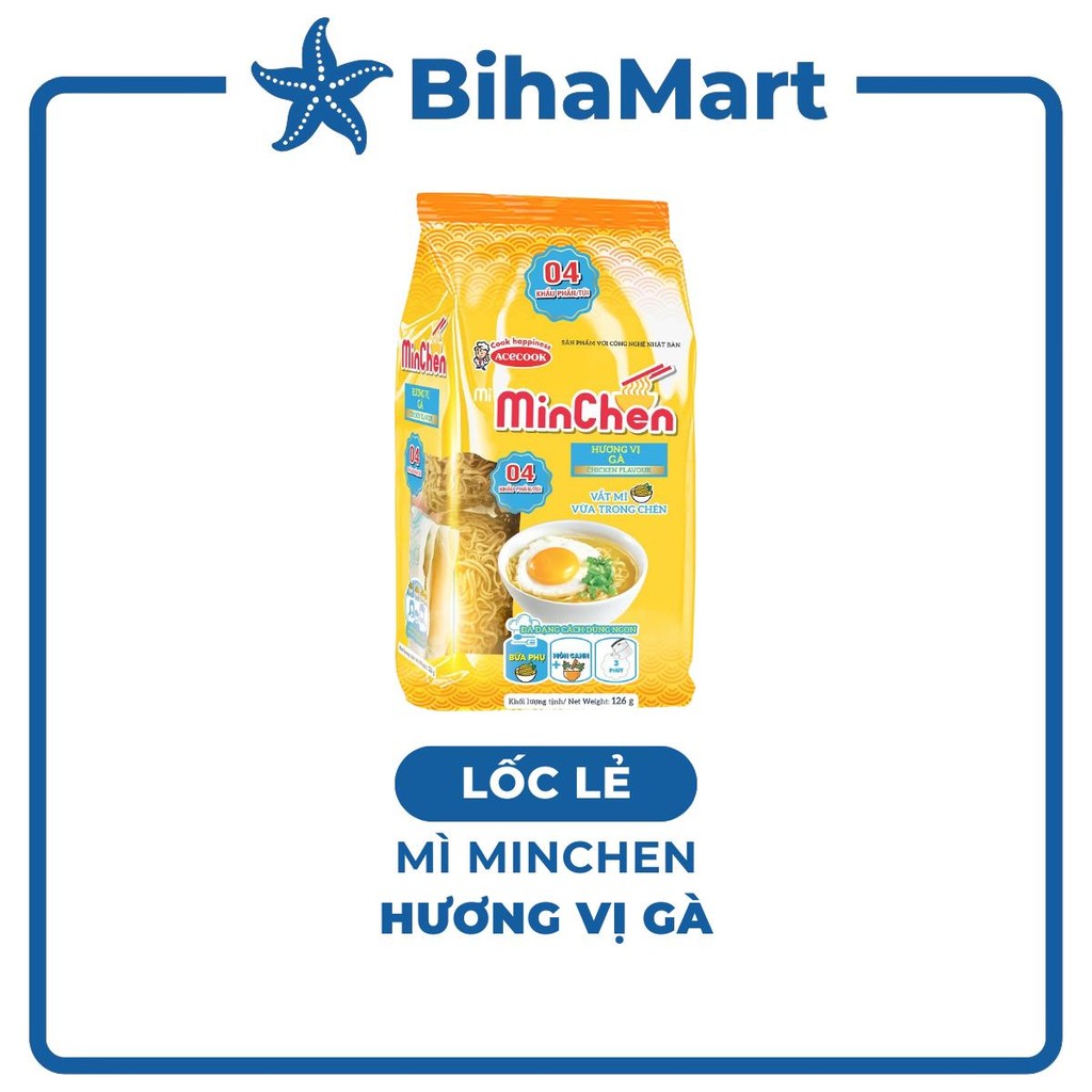 [LỐC LẺ] - ACECOOK - Mì Minchen hương vị Gà, Mì gà Minchen Acecook mì Minchen ăn liền, Mì ăn liền Mi
