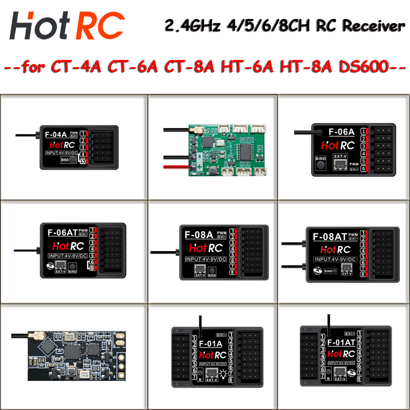 Bộ thu HOTRC 2.4Ghz F-01A F-04A F-06A F-06A F-06AT F-08A SBUS-A Nhiều kênh cho máy phát RC CT-4A CT-