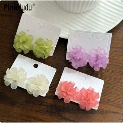 Pinkdudu Ngọt Ngào Hoa Thanh Lịch Bông Tai Acrylic Thời Trang Hợp Thời Trang Thả Bông Tai Nữ Trang Sức PD2266