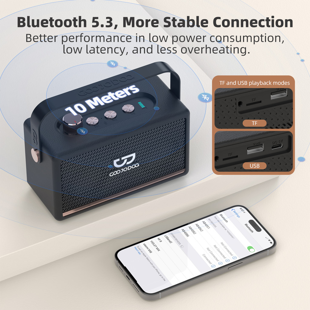 Loa Bluetooth không dây Goojodoq 5.3 Âm thanh nổi hai chiều Hỗ trợ cuộc gọi rảnh tay Thẻ TF Đĩa U | BigBuy360 - bigbuy360.vn