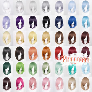 【Manmei】Girls Long Bangs Cosplay Wig 40cm Long Universal Straight Multicolor Wig Modeling Practice Hand Hair Heat Resistant Synthetic Wigs
