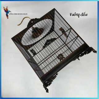 Lồng chim chào mào triện hoa mai tự ráp, lồng chào nóc tròn gỗ mun cao cấp, đã ráp sẵn 4 mặt