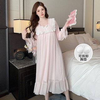  TEEFENG Váy Ngủ Nữ Vải Lưới Mềm Đầm Ren Phong Cách Công Chúa Tay Dài Miếng Lót Ngực Mùa Hè Mặc Nhà 