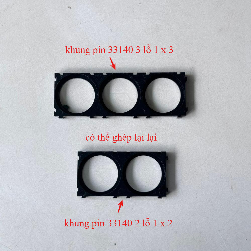 1 Khung nhựa 2 lỗ,3 lỗ giữ pin 33140 15Ah 3,2v có thể ghép lại
