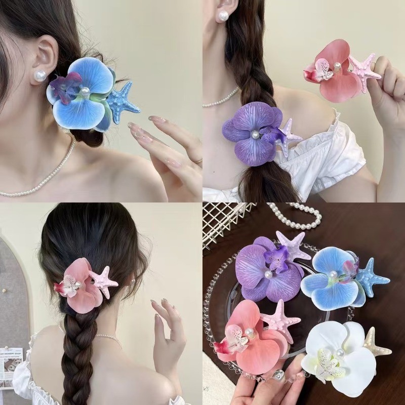Thời Trang Sao Biển Phalaenopsis Hoa Kẹp Tóc Kẹp Bên Nổ Kẹp Phụ Kiện Tóc Cho Nữ