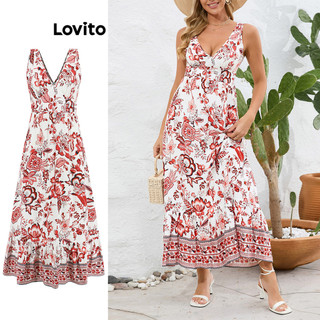 Đầm Lovito in họa tiết dân tộc ấn tượng phong cách Boho cho nữ LNL50019