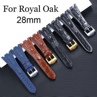 Dây đeo đồng hồ da thật 28mm Dây đeo đồng hồ Royal Oak Offshore Series 26470 26133 15703 26170 Vòng đeo tay chống nước Nam doanh nhân Dây đeo đồng hồ đeo tay màu đen nâu xanh