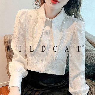  Đầu Thu Phong Cách Mới Pháp Ngọt Ngào Sang Trọng Nữ Thời Trang Búp Bê Cổ Phồng Dài Tay Áo Sơ Mi Trắng Top Nữ 