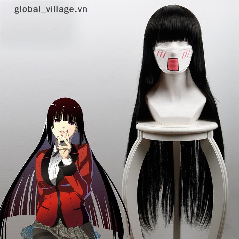 [Global _ village] Nhân vật hoạt hình Anime Jabami Yumeko Black Long Straight Wig Cosplay Party [VN]